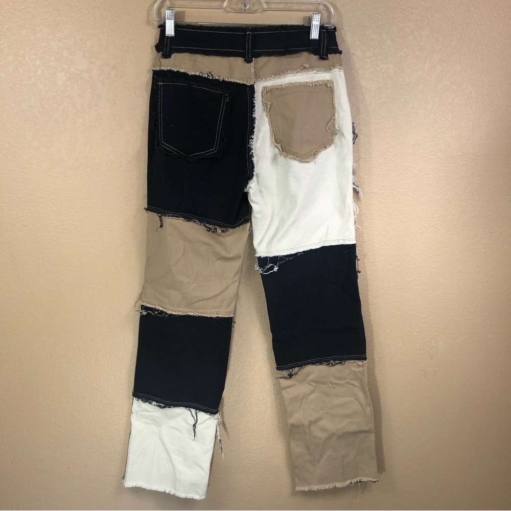 Raw Edge Patchwork Straight Leg Pants. - image 2